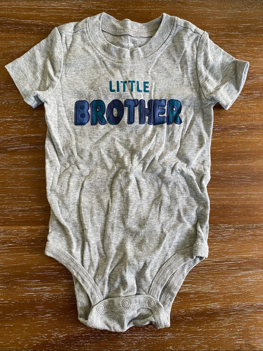 Carter's 12 Gray Month Short-Sleeve One-Piece with 'Little Brother' Graphic